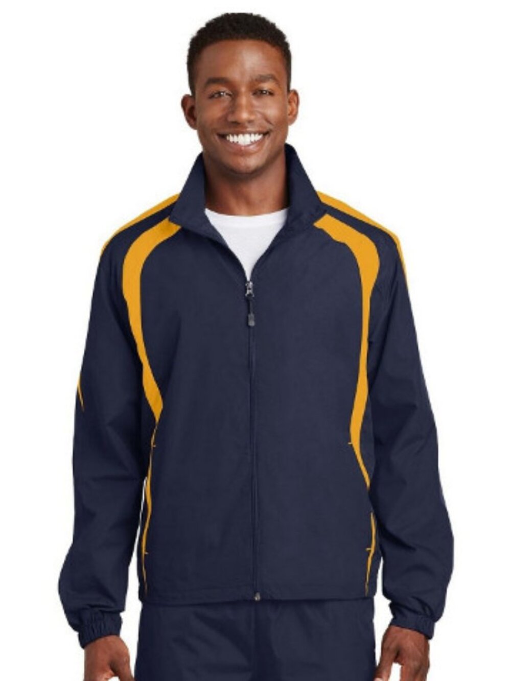 Sport-Tek JST60 Men's Colorblock Raglan Jacket - True Navy/Gold